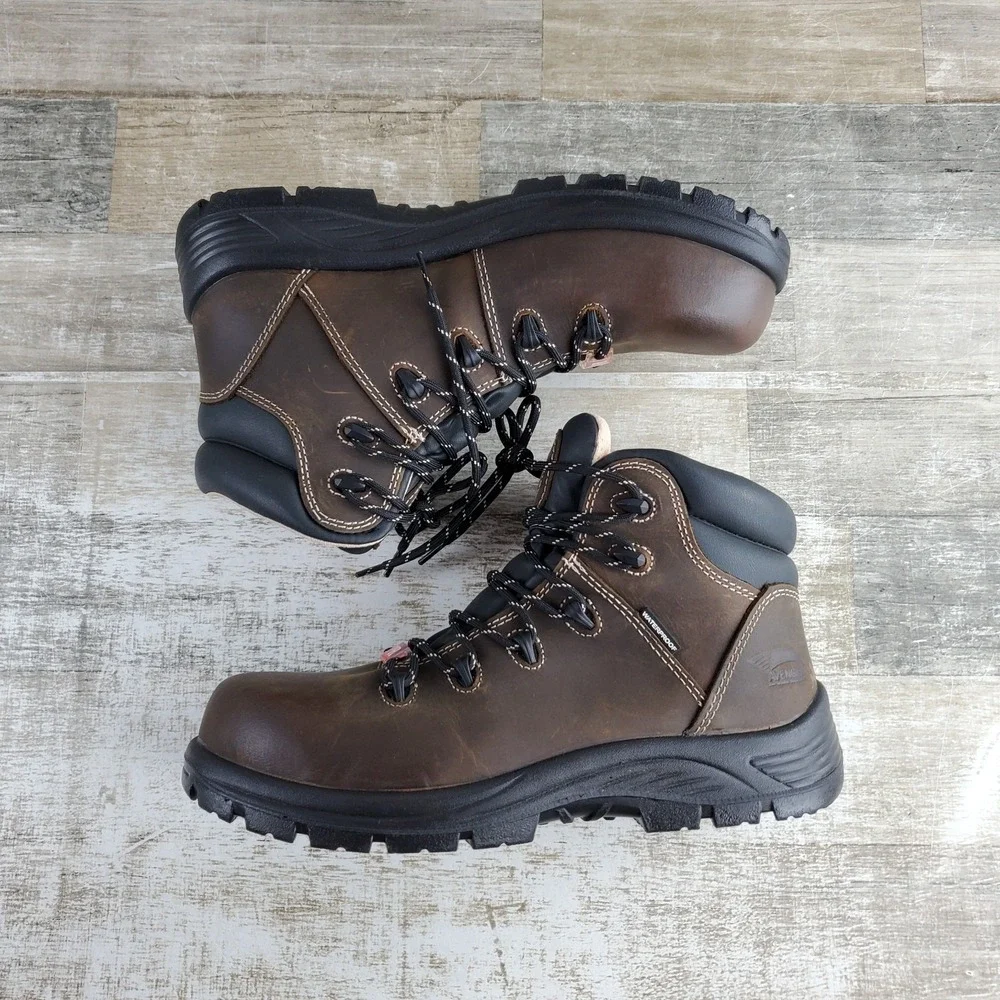 Avenger Framer A7130 Womens Boots Sz 11 Brown Leather Waterproof Lace Up Mid Top